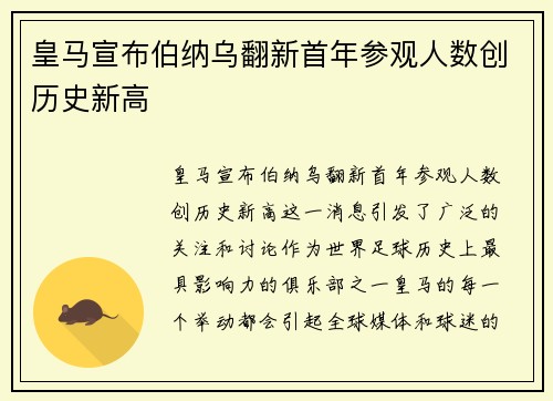 皇马宣布伯纳乌翻新首年参观人数创历史新高
